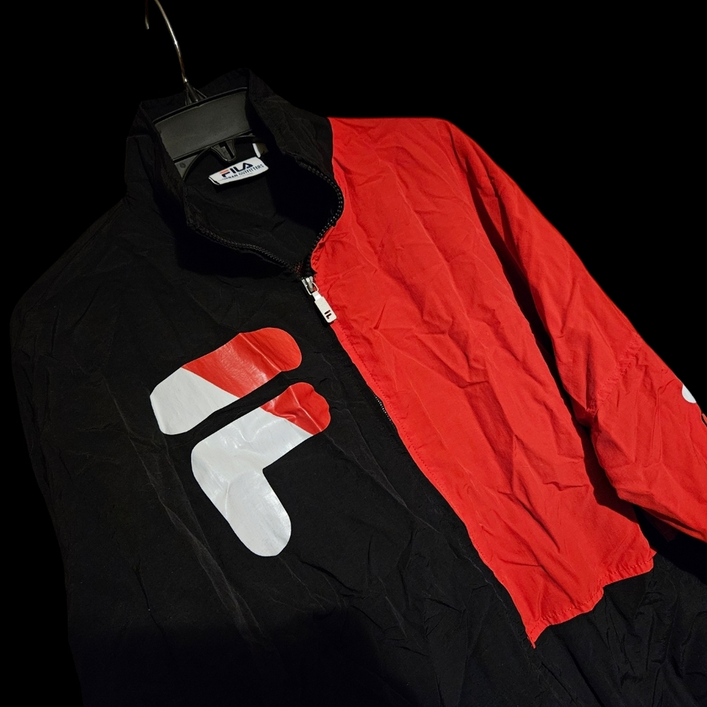windbreaker red and black | fila